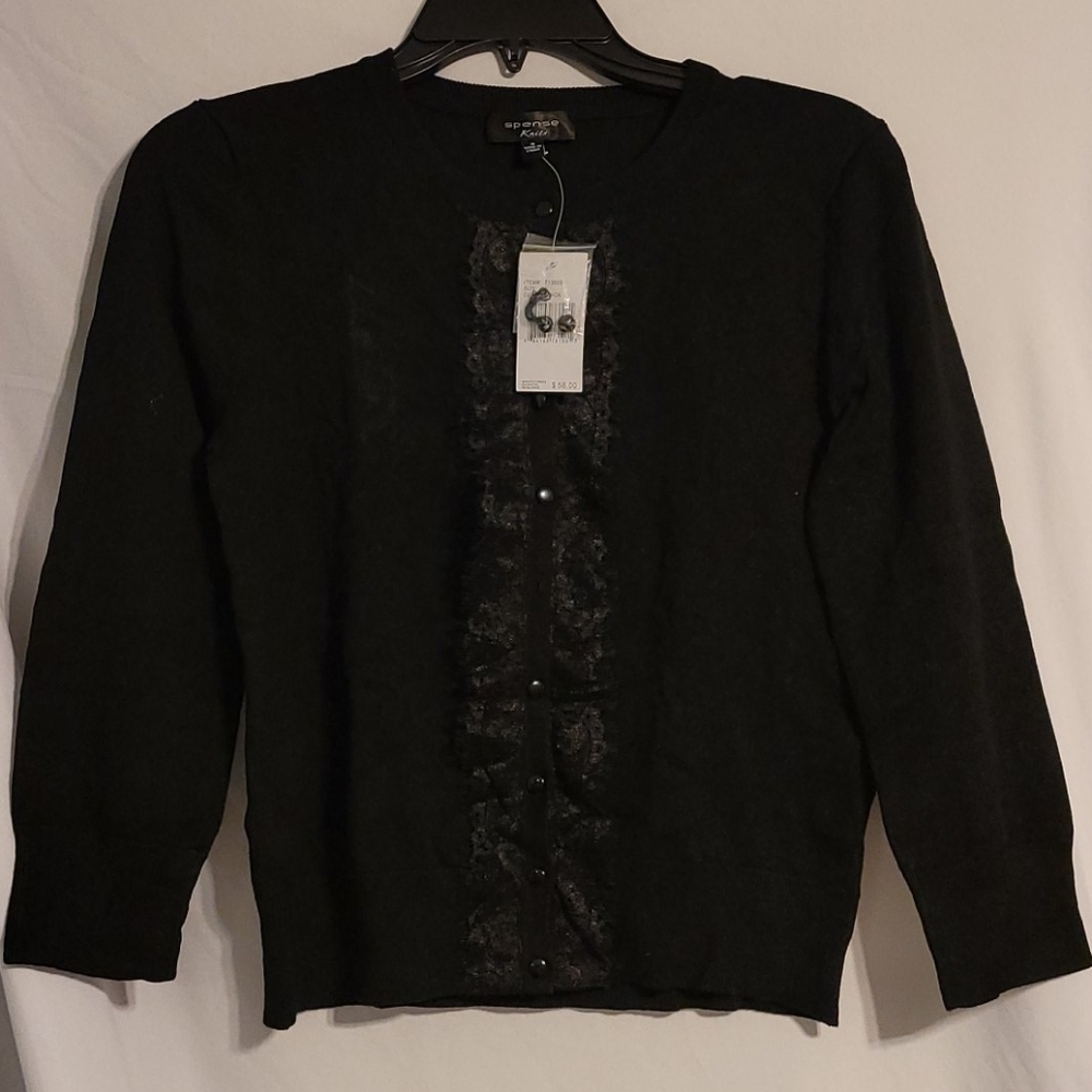 SPENCE Knits Black 3/4 sleeve Cardigan Sweater